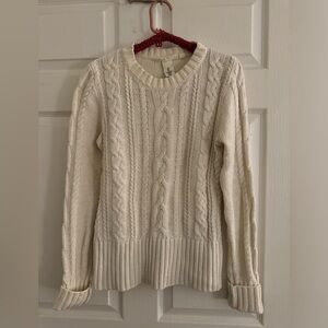 White cable knit sweater